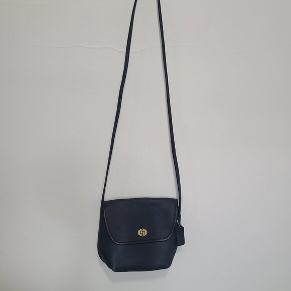 Vintage Coach Quincy Crossbody Shoulder Bag Purse Turnlock Black 9919 - Picture 6 of 8